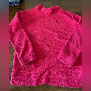 Vineyard Vines red fuzzy funnel neck sweatshirt. Size 14.